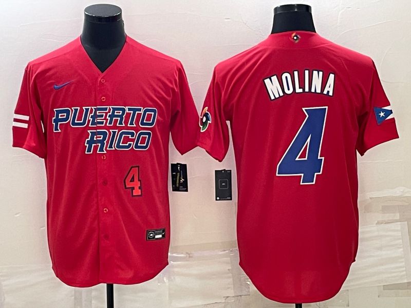 Men 2023 World Cub 4 Molina Red Nike MLB Jersey2